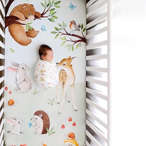 Enchanted Forest Gift Set: Crib Sheet & Swaddle - Rookie Humans