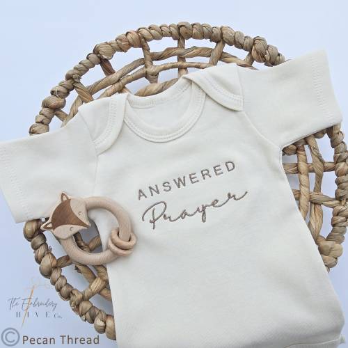 Embroidered Answered Prayer ONESIES® brand, He Answered Bodysuit, Best Friend, Pregnancy Baby Announcement, We have prayed, Religious 1004