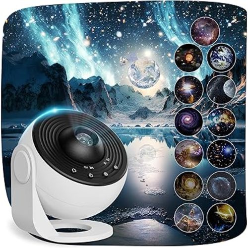 Planetarium Projector for Bedroom, 13 in 1 Star Projector Galaxy Light, Nebula Night Light Milky Way Projector with Timer, LED Space Galaxy Lamp Room Decor for Adults Kids - White