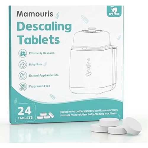 Descaling Tablets for Baby Bottle Washer, Compatible with Baby Brezza, Momcozy, Papablic Bottle Washer, Warmer, Sterilizer & Formula Maker, 24 Count Detergent Tablets
