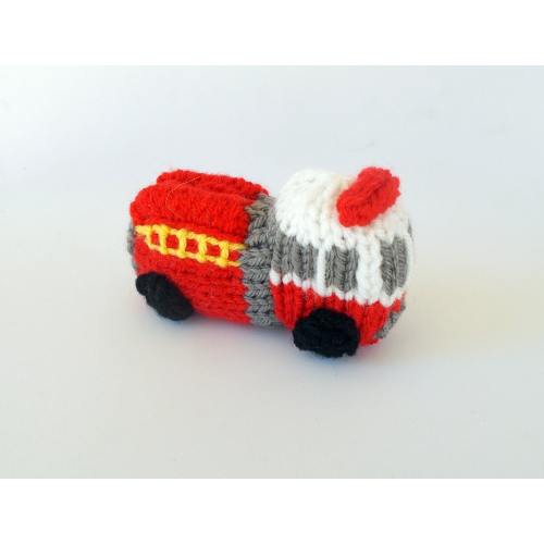 Miniature Fire Engine Knitted Soft Toy - Model Vehicle - Fire Truck Model - Kids Room Decor - Christmas Ornament - Firefighter Gift Idea