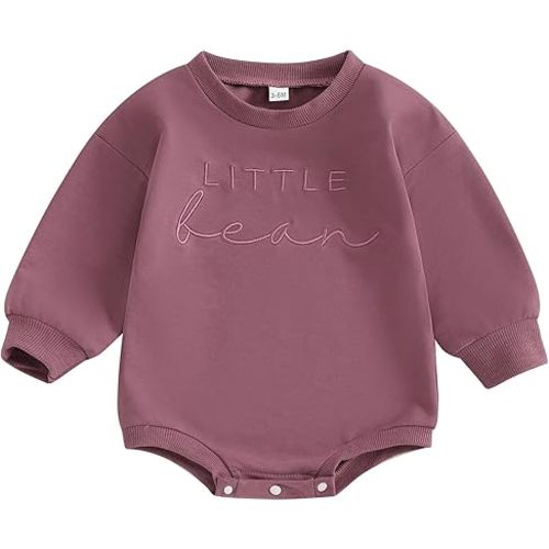 VISGOGO Newborn Baby Girl Boy Bubble Romper 3 6 9 12 18M Onesie Sweatshirt Long Sleeve Oversized Fall One-Piece Bodysuit