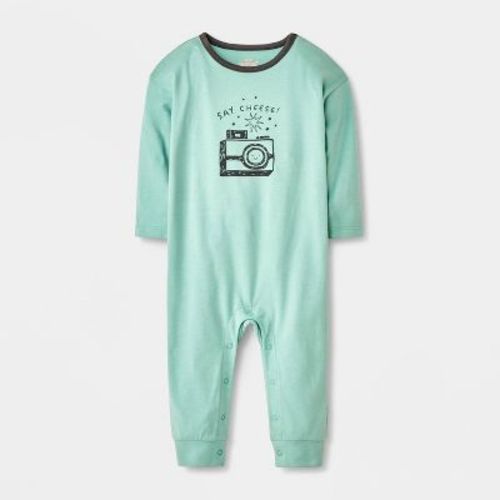 Baby Say Cheese Camera Long Sleeve Romper - Cat & Jack™ Blue Newborn