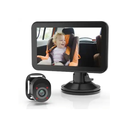 Rexing - BC500 In-Car Baby Cam with Monitor – HD 1080p & Infrared Night Vision - Black