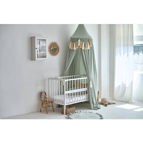 Muslin Bed Canopy with tassels, Canopy bed kids, Hanging Canopy, Reading Nook Canopy, Bed Canopy, Bed Tent, Muslin Bed Canopy