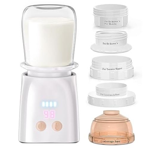 Bottle Warmer, Fast Heating Portable Bottle Warmer with 4 Adapters, Rechargeable Travel Bottle Warmer with Smart Temperature Control, Cordless Baby Bottle Warmer for Breastmilk or Formula - portable bottle warmer