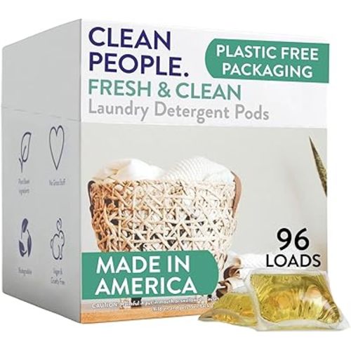 The Clean People Laundry Detergent Pods - Hypoallergenic Laundry Pods - Ultra Concentrated, Recyclable Packaging, Stain Fighting - Fresh Scent, 96 Pack