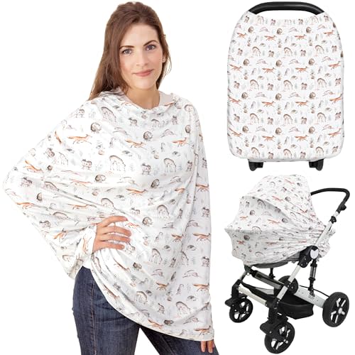 Car Seat Covers for Babies - Nursing Covers for Breastfeeding, Baby Car Seat Canopy for Girls, Boys, Nursing Essentials for Breastfeeding Women, Infant Stroller Privacy Protection (Arcadia)