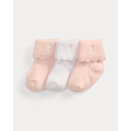 Scalloped-Cuff Crew Sock 3-Pack