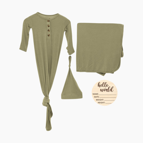 Snuggle Shield Snuggle Shield Gown, Swaddle & Hat Set - Moss Green, 0-6 M