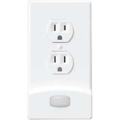 Motion-Activated 1-Gang White Duplex Outlet Plastic Nightlight Wall Plate