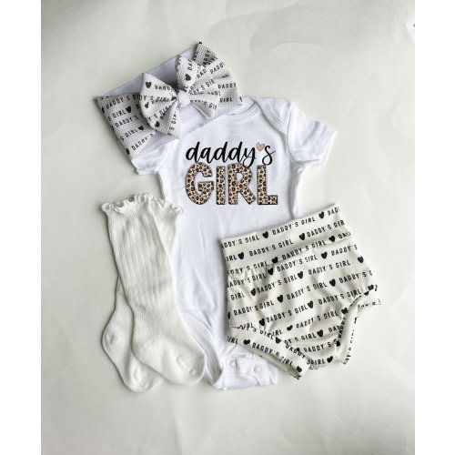 Daddy's Girl Baby Bummies Set, Father's Day Bummies and Bow Outfit, Newborn Baby girl Coming Home Outfit