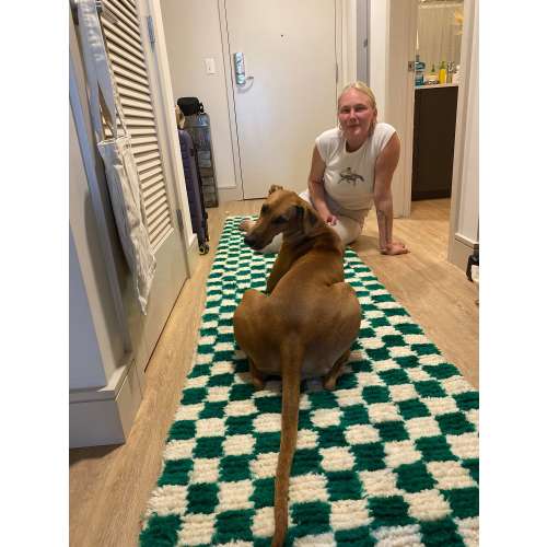 Large Green and white checkered rug, Moroccan Berber checkered rug, Checkered area rug -Checkerboard Rug -beniourain rug
