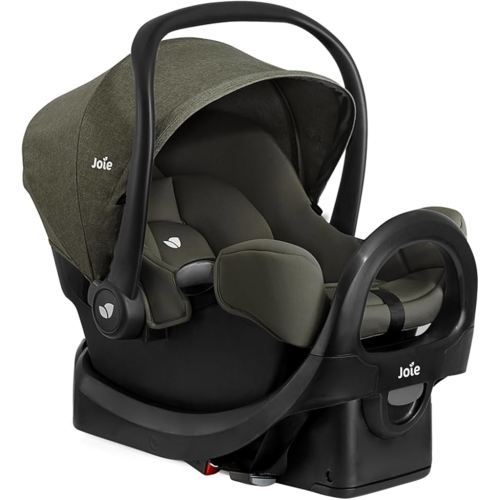 Joie Rue Lightweight Infant Car Seat & Anti-Rebound Base –Side-Impact Protection, 5-Point Harness, and UPF 50+ Canopy for Newborns and Infants (Evergreen)