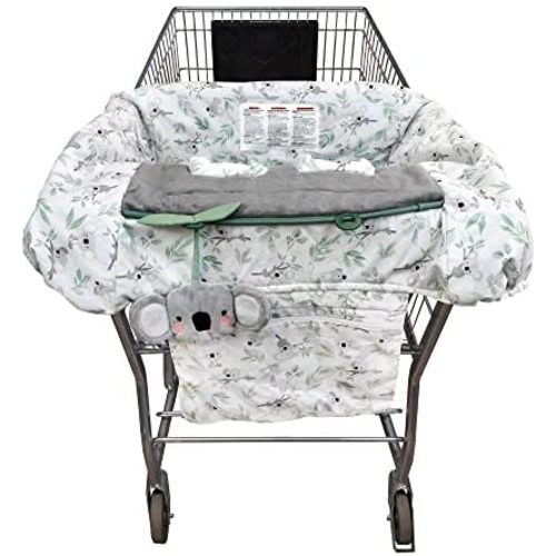 Boppy Shopping Cart and High Chair Cover—Preferred | Green Gray Koala and Leaves with Koala Toy | with Integrated Storage Pouch | 2-Point Safety Belt | Wipeable, Machine Washable | 6-48 Months