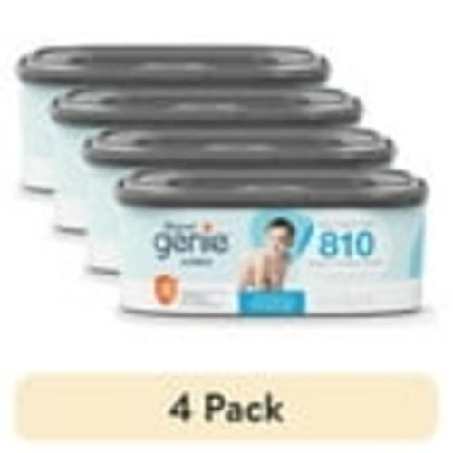 (4 pack) Diaper Genie Jumbo Square Refill, Unscented, Holds up to 810 newborn diapers, Blue