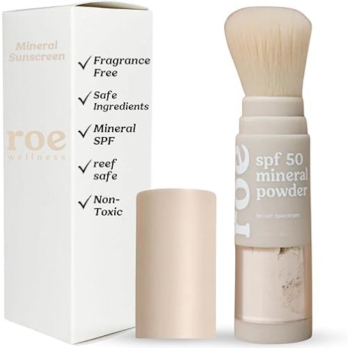 Roe Wellness- Kids SPF 50 Brush On Mineral Sunscreen Powder, Reef-Friendly, Easy to Apply for Kids, Babies & Parents