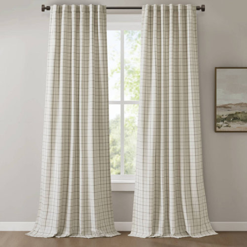 Madison Park Anaheim Woven Plaid Room Darkening Thermal Fleece Lined Single Curtain Panel & Reviews | Wayfair