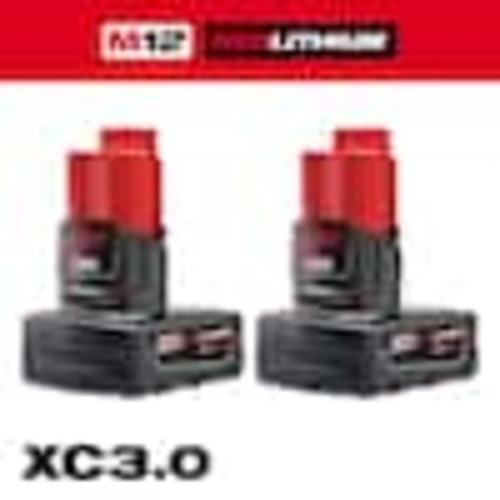 Milwaukee M12 12-Volt Lithium-Ion XC Extended Capacity 3.0 Ah Battery Pack (2-Pack) 48-11-2412