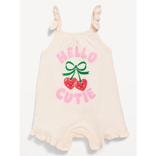 Sleeveless Tie-Knot Graphic One-Piece Romper for Baby