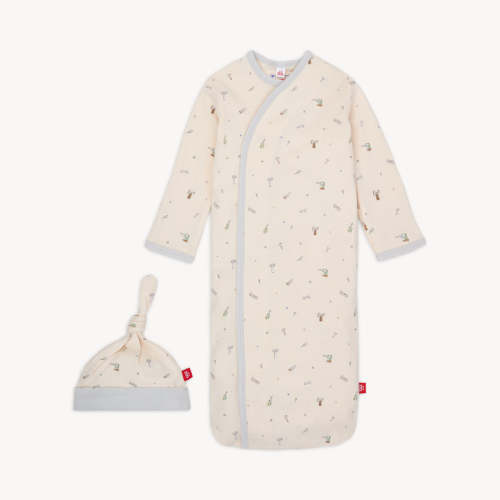 fix it friends organic cotton magnetic cozy sleeper gown + hat set