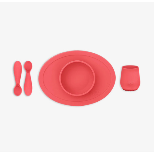First Foods Set / Silicone Spoon, Cup & Suctioning Bowl for Infants – ezpz