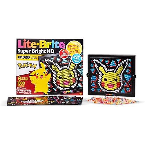 Lite Brite Super Bright HD, Pokemon Edition - Creative Retro Light-Up Screen – Educational Play for Children, Enhances Creativity, Gift for Boys and Girls Ages 6+