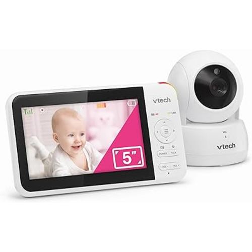 Amazon.com: VTech VM924 Remote Pan-Tilt-Zoom Video Baby Monitor, 5" LCD Screen, Up to 17 Hrs Video Streaming, Night Vision, Up to 1000ft Range, Soothing Sounds, 2-Way Talk, Temperature Sensor,Secured Transmission : Baby