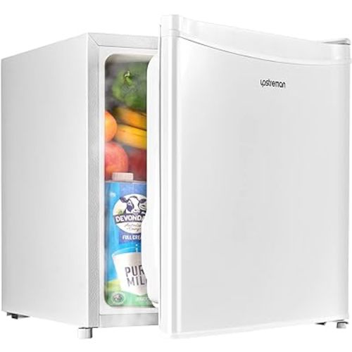 Upstreman 1.7 Cu.ft Mini Fridge with Freezer, Dorm Essentials, Adjustable Thermostat, Energy Saving, Low Noise, Single Door Compact Refrigerator for Dorm, Office, Bedroom, White-FR17