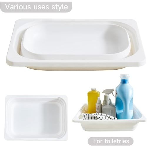 Beright Collapsible Storage Bin, Wash Basin Folding Dish Tub Sink, Space Saving for Dishing, Fruit and Camping, Hiking and Home, White, Large, 1 Pack