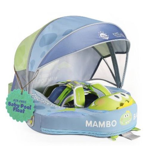 Mambobaby Sunny Navigator Baby Pool Float with Canopy -Whale Blue