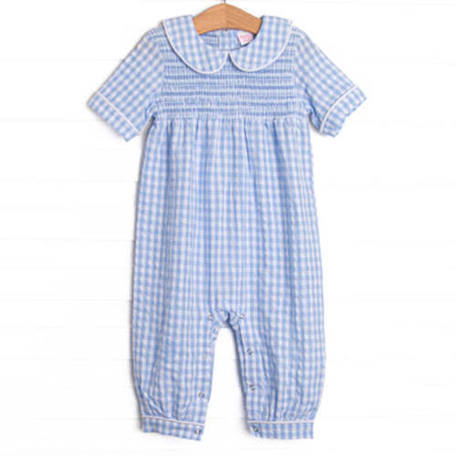 Going Gingham Romper, Blue – Stitchy Fish