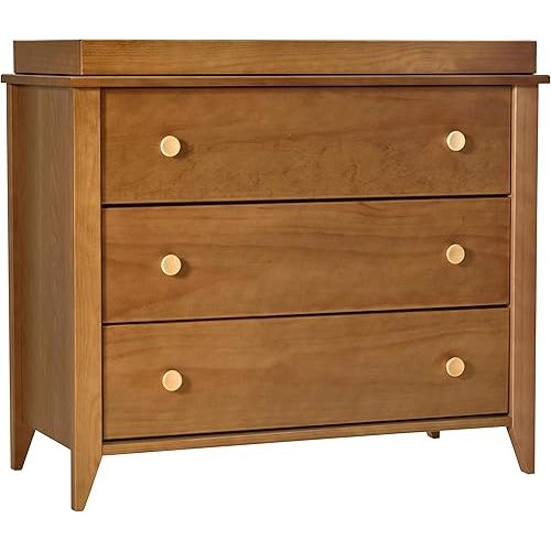 Babyletto Sprout 3-Drawer Changer Dresser with Removable Changing Tray in Chestnut and Natural, Greenguard Gold Certified