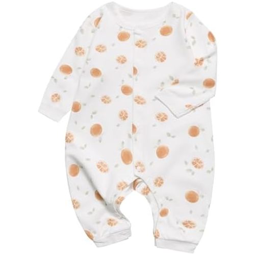 100% Organic Cotton Soft Baby Romper Jumpsuits for Boys and Girls Unisex, Long Sleeve, 0-24 Months