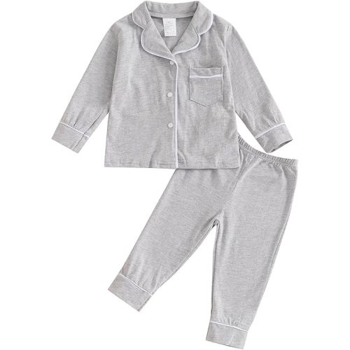 Balaflyie Baby Button Down Pajamas Set Shirt and Pants Toddler Cotton Pjs Long Sleeve Sleepwear