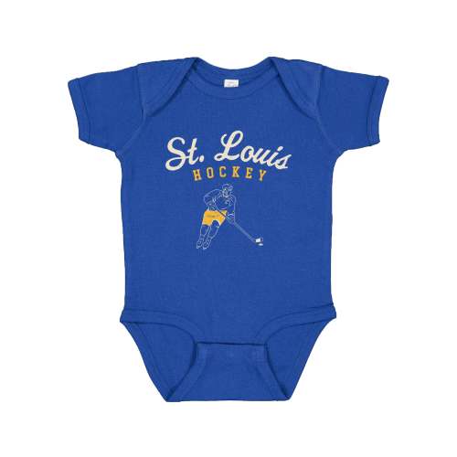 Vintage St. Louis Hockey Player Baby Onesie - Royal