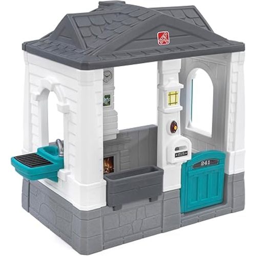 Step2 Neat & Tidy Cottage Kids Playhouse, Indoor and Outdoor Playset, Interactive Sounds, Toddlers 1.5+ Years Old, Easy to Assemble, Grey