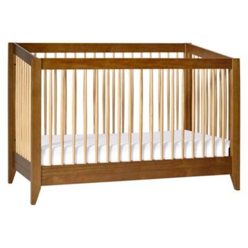 Babyletto Sprout 4-in-1 Convertible Crib with Toddler Bed Conversion Kit - Chestnut and Natural
