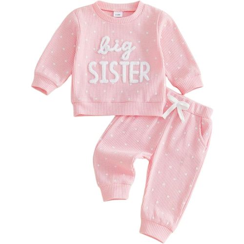 Little Sister Little Brother Newborn Baby Girl Boy Fall Outfits Polka Dot Mitten Cuffs Long Sleeve Jumpsuit Romper