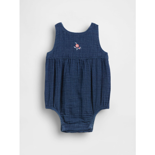 Baby Cotton Gauze Denim Bubble Bodysuit