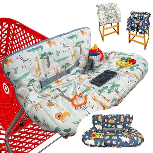 Shopping Cart Cover for Baby Grocery Cart Cover for Baby boy and Baby Girl, High Chair Cover for Baby and Toddler, Baby Registry Gift - Waterproof - Extra Large - Cotton - Double Sided (Coral Pink)