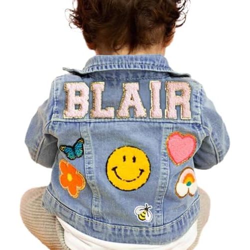 Personalized Kids Denim Patch Jacket with Names Custom Denim Jackets Gifts for Girls Boys Toddles