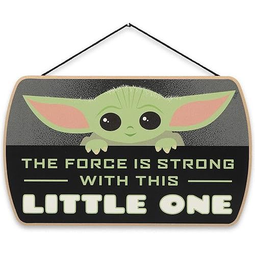 Disney Star Wars: The Mandalorian Baby Yoda Force is Strong With This Little One Hanging Wood Wall Decor - Grogu, The Child