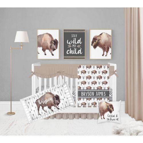 Buffalo Crib Bedding Set Boy, Baby Boy Crib Bedding Set, Buffalo Nursery, Tribal Crib Bedding Set, Bison Baby Blanket, Western Crib Bedding