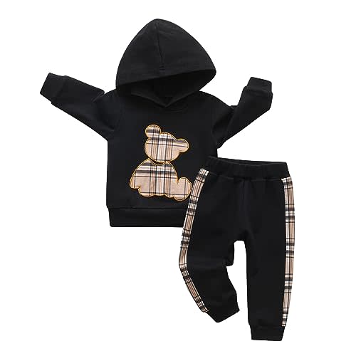 Toddler Baby Boy Clothes Infant Long Sleeve Bear Print Tops + Pants Sweatsuit Outfits