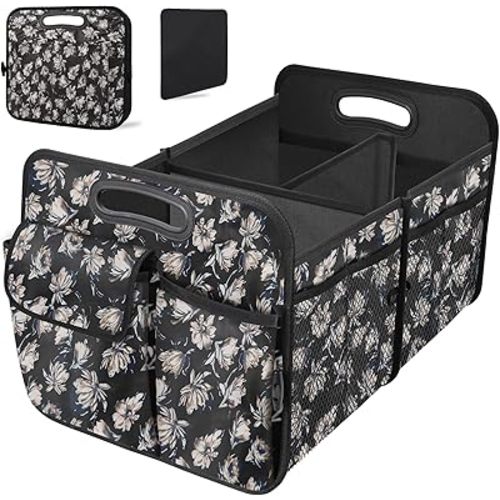 Collapsible Car Storage - Multi-Compartment Organizer for SUV, Mini-Van - Floral