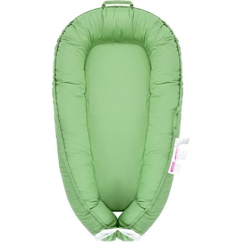 Baby Lounger, Baby Lounger Cover for Newborn 0-24 Months Soft Baby Nest Cover, Portable Babies Lounger for Baby Girls& Boys, 100% Cotton Soft Adjustable Baby Floor Seat (Light Green)