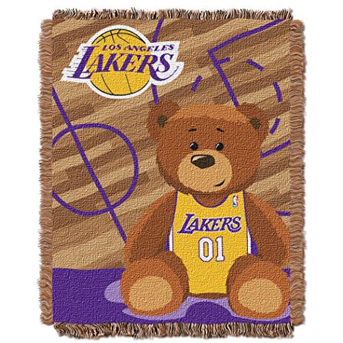 Northwest NBA Los Angeles Lakers Unisex-Baby Woven Jacquard Tapestry Throw Blanket, 36" x 46", Half Court