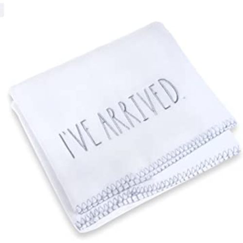 Rae Dunn Baby Blanket, Cozy, Super Soft, Fuzzy Throw Blanket for Newborn, Infant, Toddler, Receiving Blanket, Blankets for Crib, Stroller, I've Arrived in White
