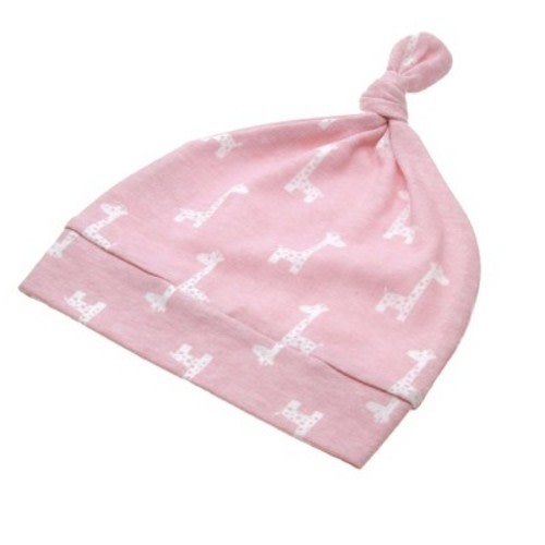 embe Newborn Top Knot Hat, One-Size, Pink Giraffe